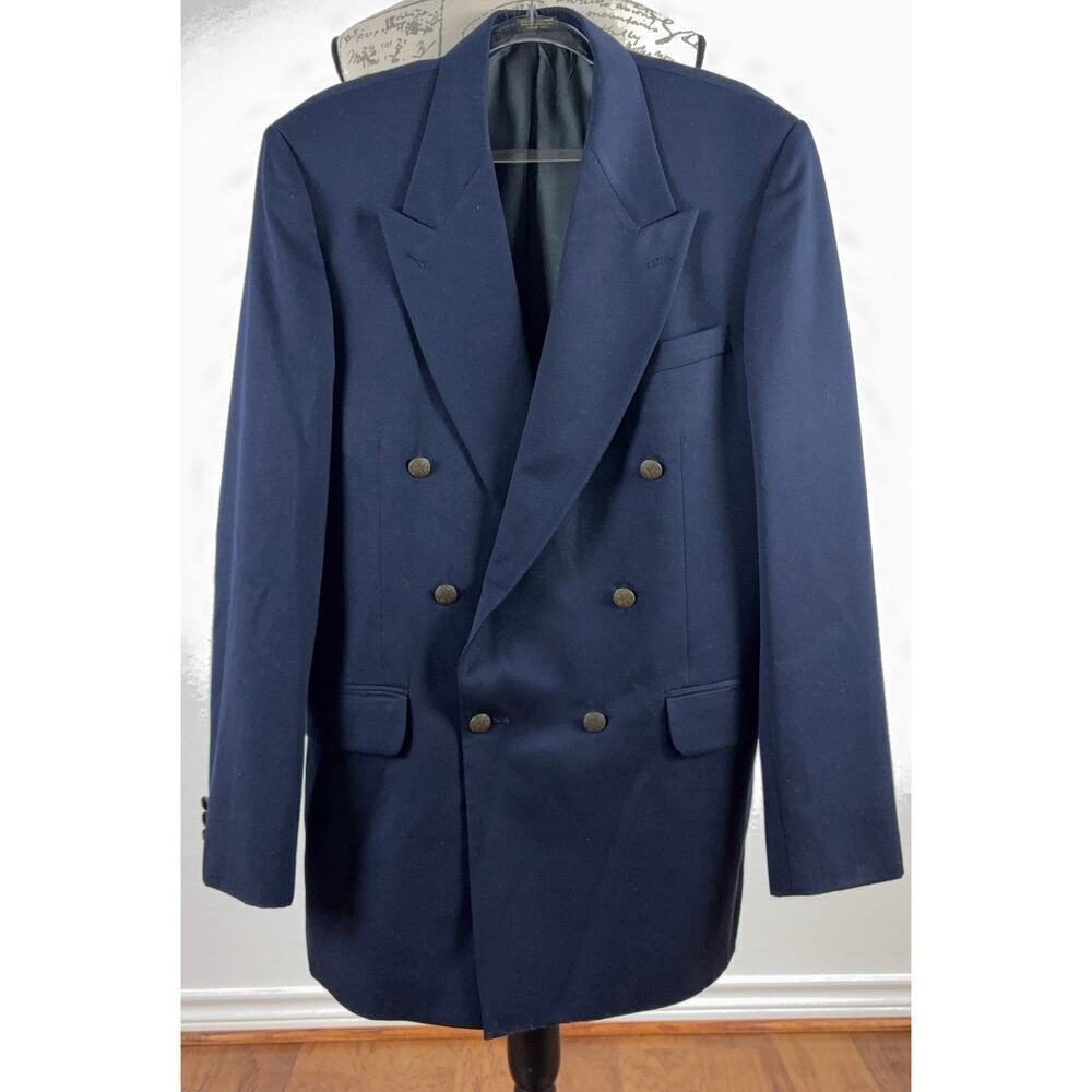 Vintage Oscar Dela Renta Double Breasted Suit Jacket Blazer‎ Men 42 XL Preppy